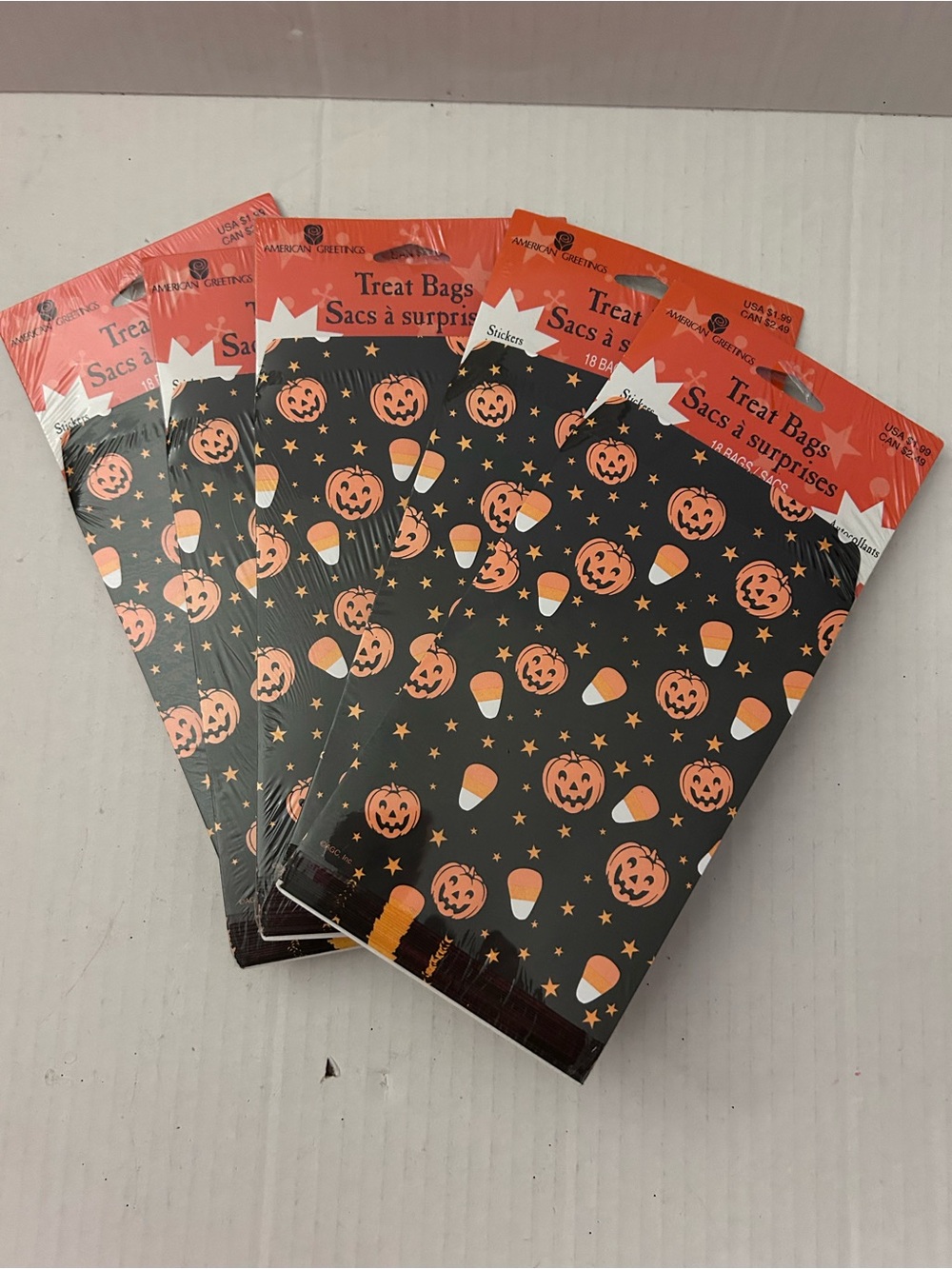 American Greetings Halloween Pumpkin & Candy Corn Favor Bags - lot of 5